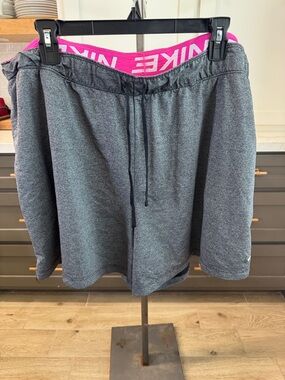 Nike Women’s Gray Athletic Shorts with Pink Branded Waistband